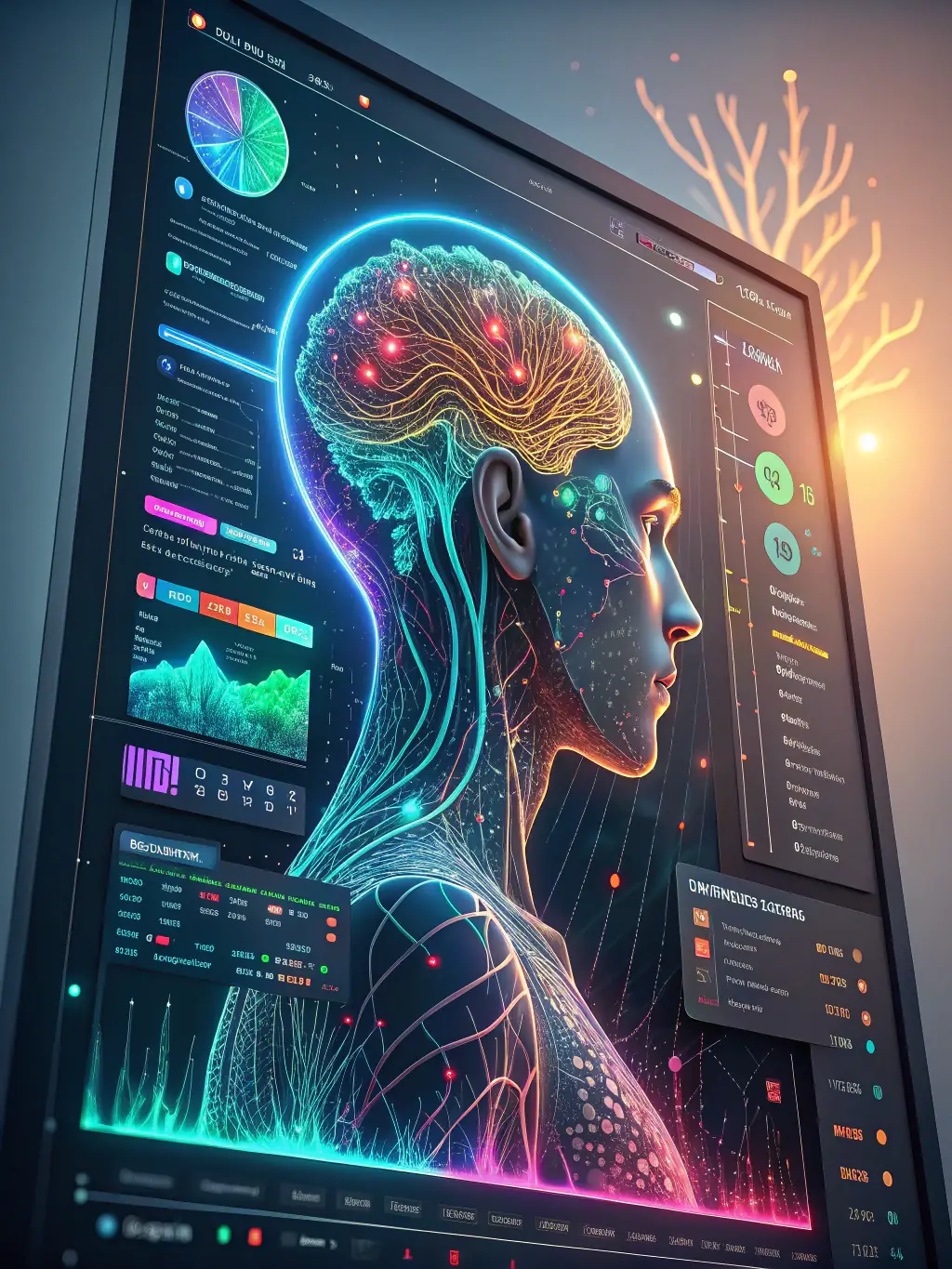 An image of an AI interface with data analytics and automation workflows, representing Stack3's AI-Powered Business Consulting.