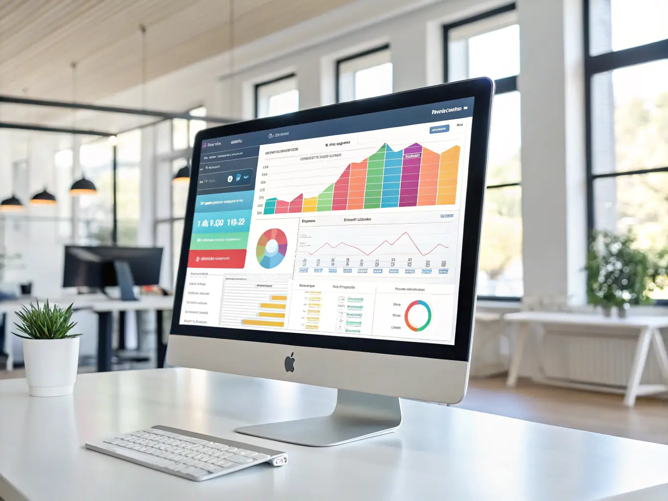 A detailed image showcasing the AI Receptionist's CRM integration, displaying data synchronization between the AI and a CRM dashboard, highlighting real-time updates and seamless data flow.