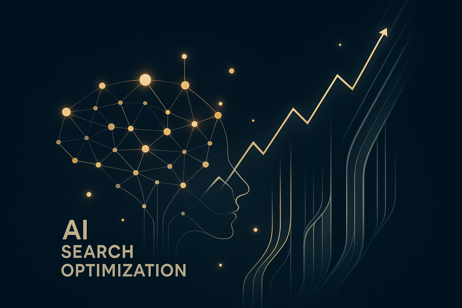 AI visibility optimization showing interconnected data networks and performance metrics