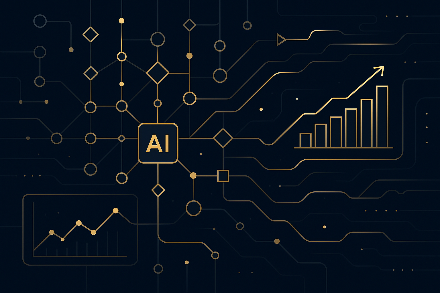 Marketing tap infrastructure showing AI-driven data flows and performance metrics