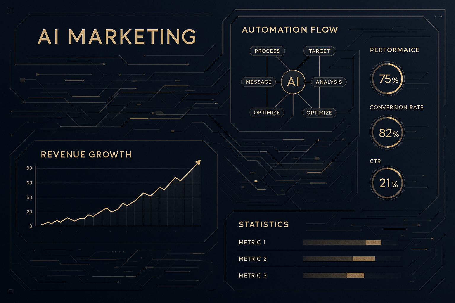 MarketTap AI-driven growth infrastructure dashboard showing performance metrics and revenue attribution